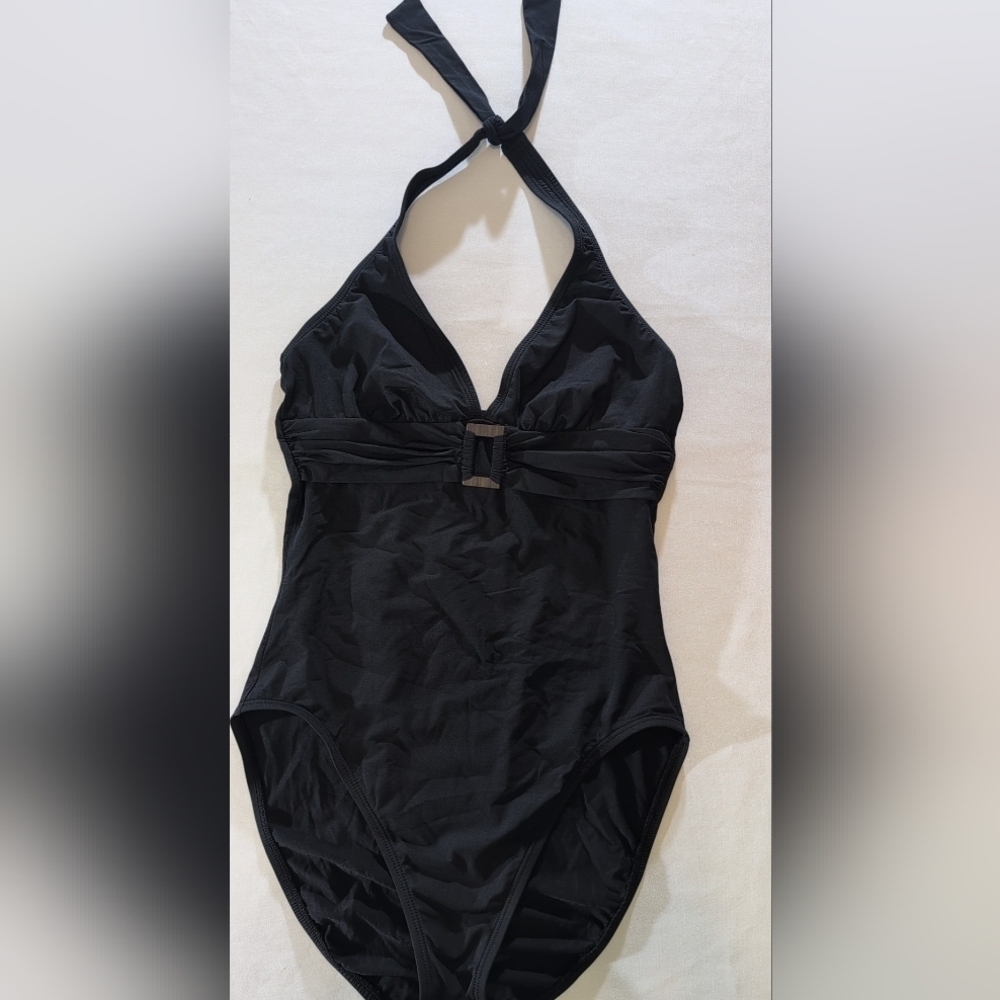 2Bamboo Black One Piece Bathing Suit Halter Size 6